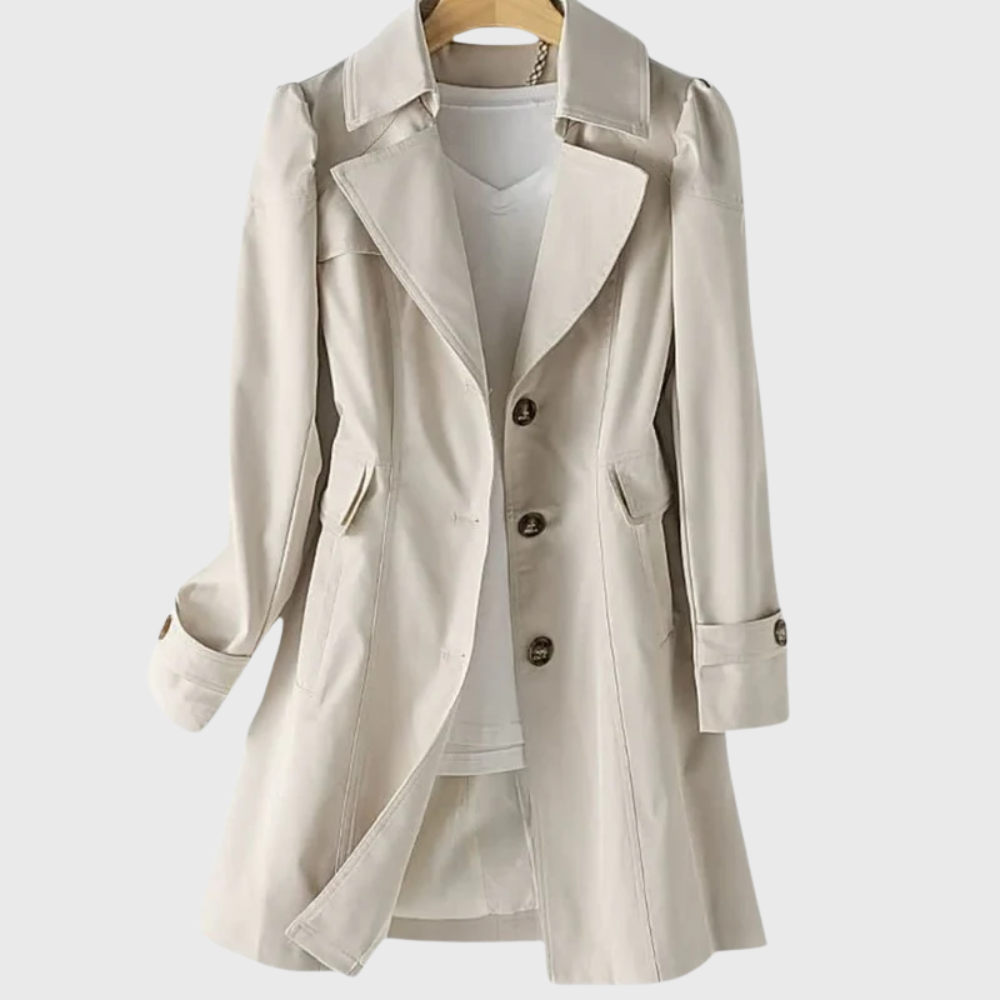 Theodora | Women's Double Breasted Belted Trench Coat - Beige - Image 1