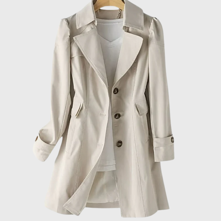 Theodora | Women's Double Breasted Belted Trench Coat - Beige - Image 1