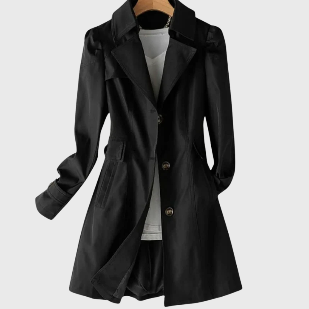 Theodora | Women's Double Breasted Belted Trench Coat - Beige - Image 2