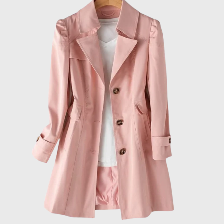 Theodora | Women's Double Breasted Belted Trench Coat - Beige - Image 4