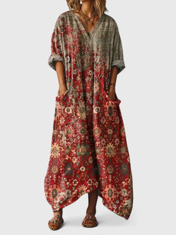 Thessaly | Women's Boho Floral Print Maxi Dress - Image 1