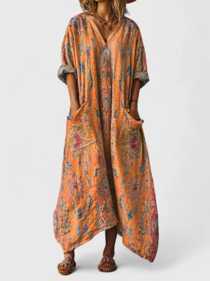Thessaly | Women's Boho Floral Print Maxi Dress - Image 2