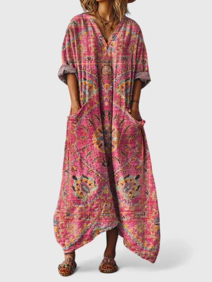 Thessaly | Women's Boho Floral Print Maxi Dress - Image 3