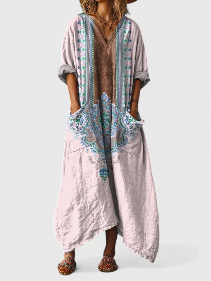 Thessaly | Women's Boho Floral Print Maxi Dress - Image 4