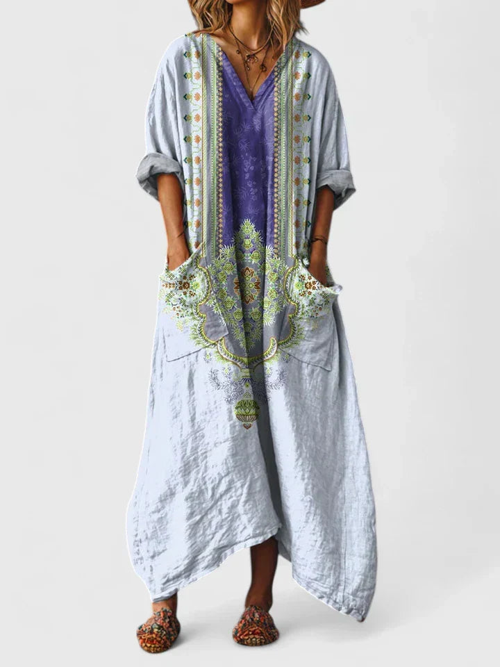 Thessaly | Women's Boho Floral Print Maxi Dress - Image 6