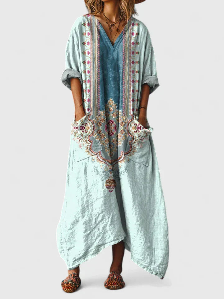 Thessaly | Women's Boho Floral Print Maxi Dress - Image 8