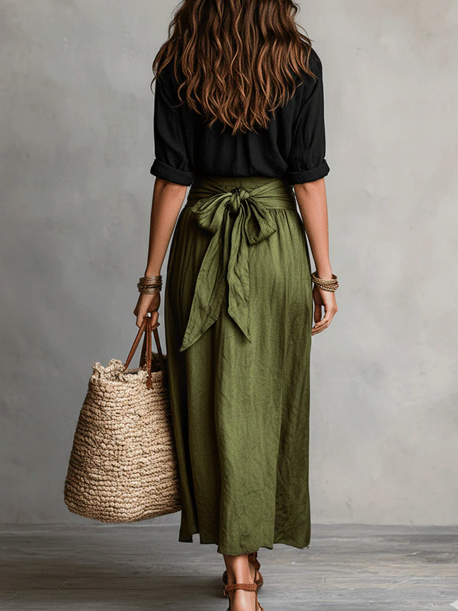 Thessaly | Women's Button Up Maxi Skirt Two Piece Set - Image 3
