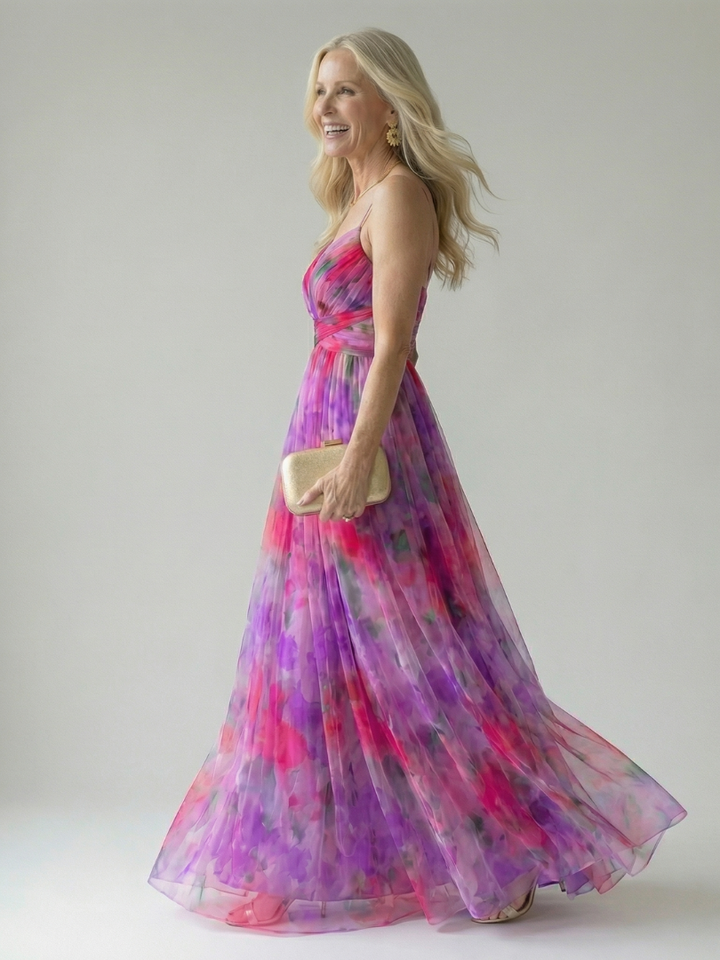 Thessaly | Women's Floral Maxi Dress Wrap Bodice - Image 11
