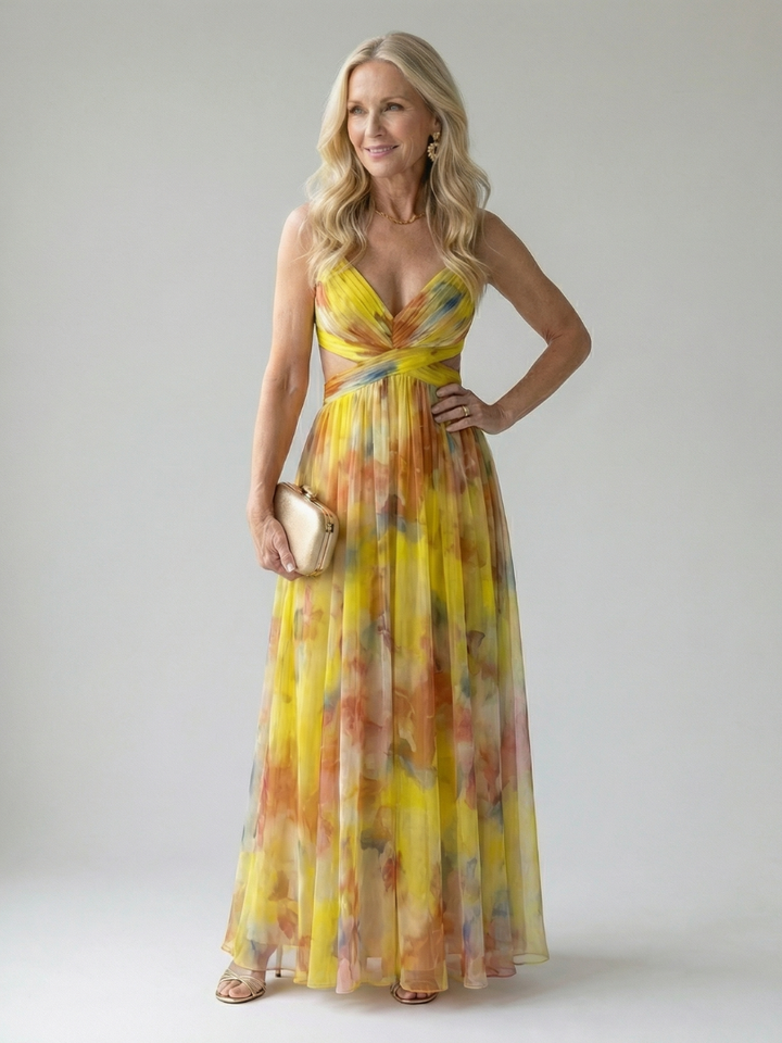 Thessaly | Women's Floral Maxi Dress Wrap Bodice - Image 6