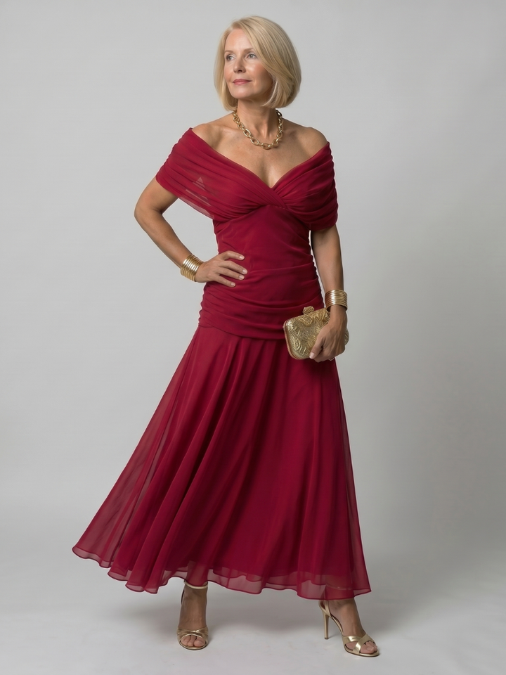 Thessaly | Women's Floral Midi Dress Draped Neck - Image 11