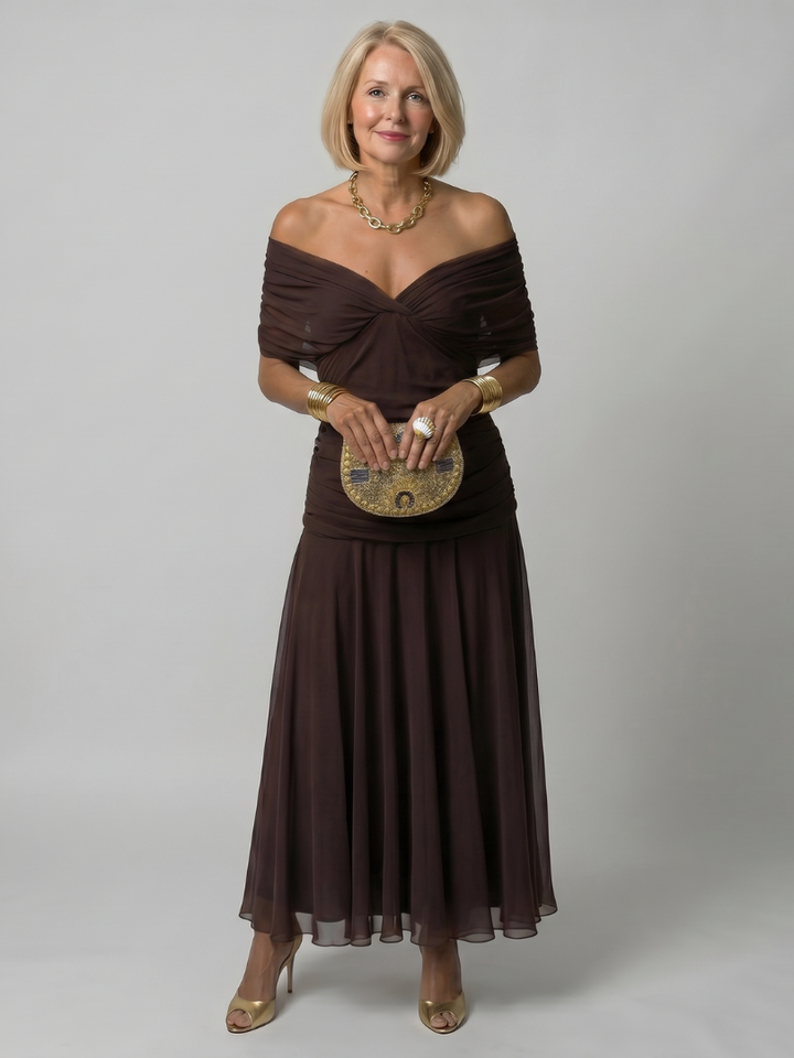 Thessaly | Women's Floral Midi Dress Draped Neck - Image 17