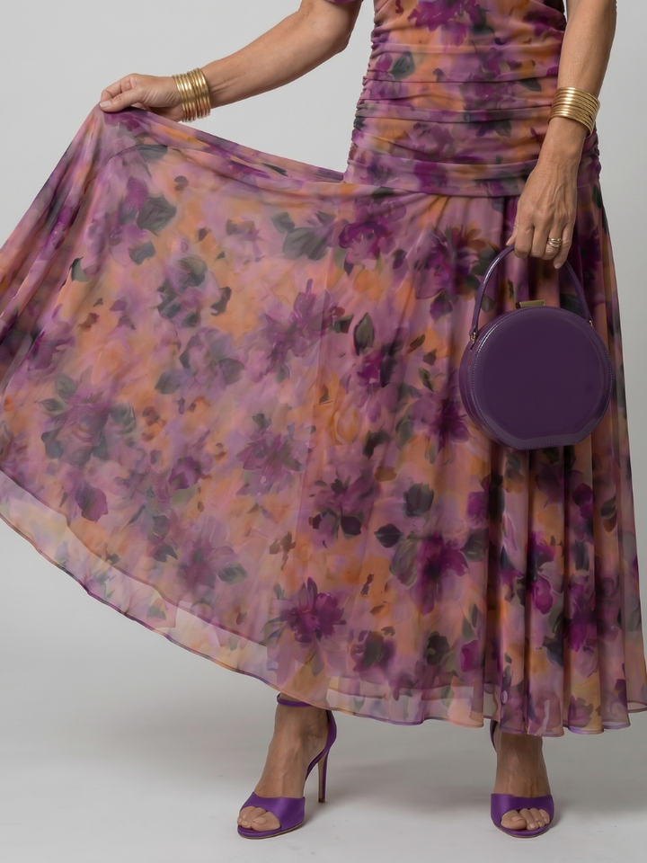 Thessaly | Women's Floral Midi Dress Draped Neck - Image 3