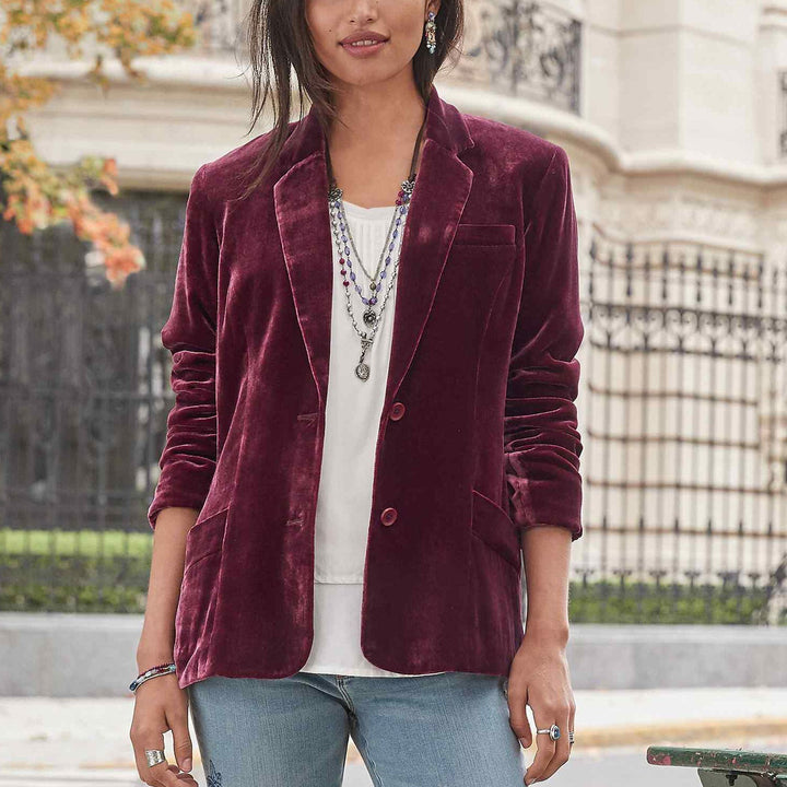 Thessaly | Women's Single Breasted Tailored Blazer - Blue - Image 2