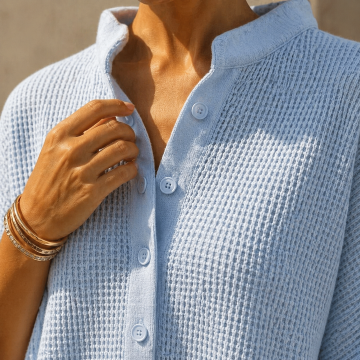 Thessaly | Women's Waffle Knit Co-ord Two-Piece Set - Powder Blue - Image 5