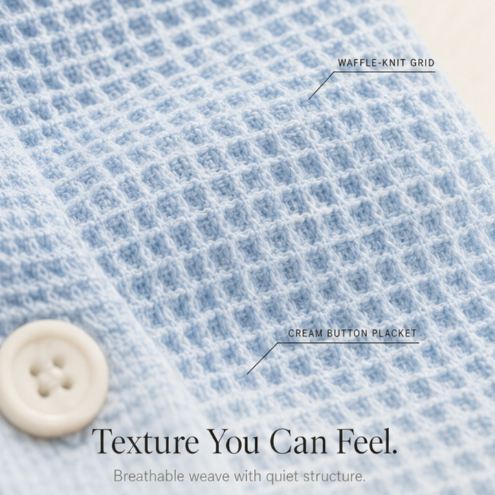 Thessaly | Women's Waffle Knit Co-ord Two-Piece Set - Powder Blue - Image 9