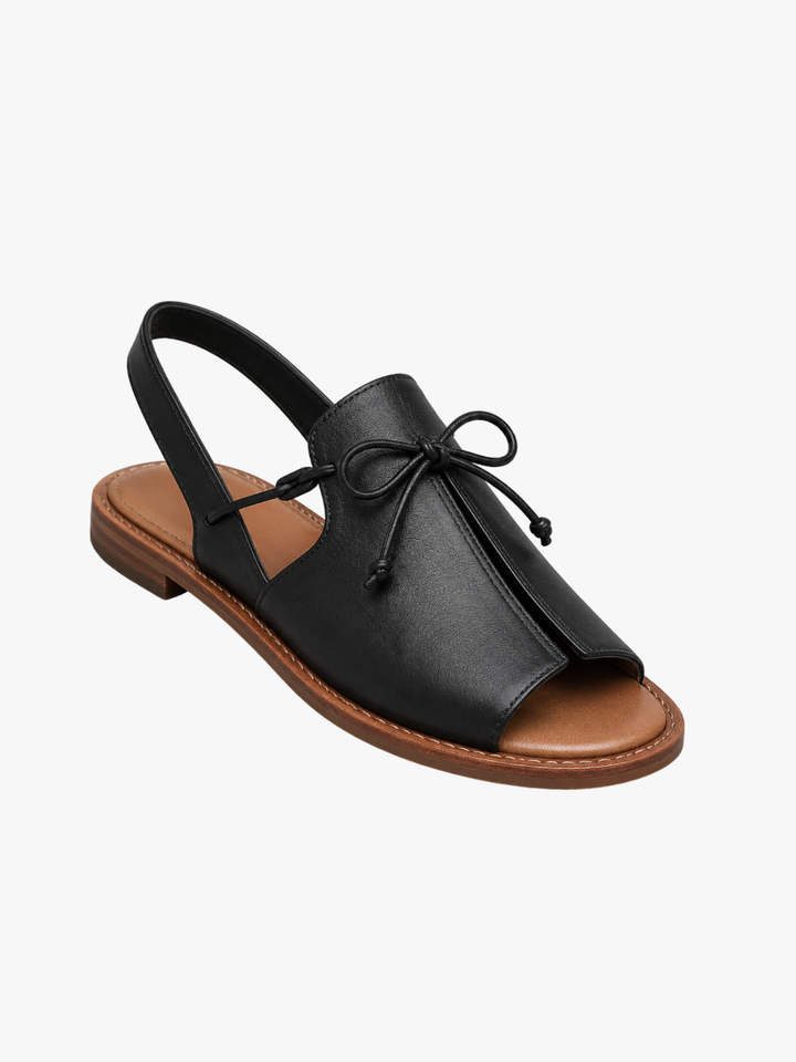 Thessara | Women's Flat Sandals Open Toe Slingback - Black - Image 1