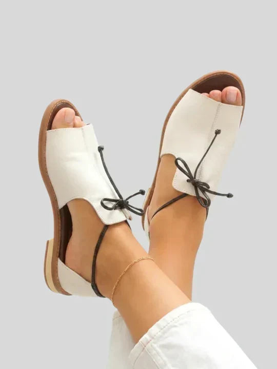 Thessara | Women's Flat Sandals Open Toe Slingback - Black - Image 5