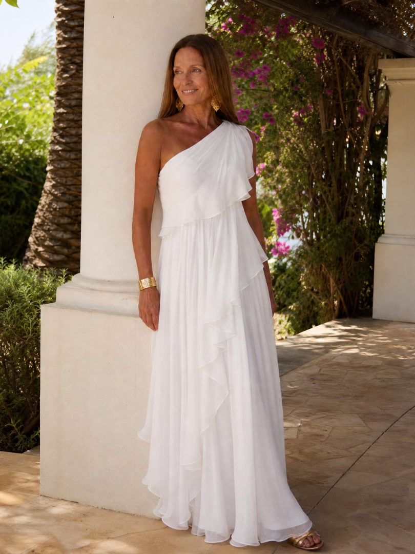 Thessvaine | Women's One Shoulder Ruffle Maxi Dress - Image 10