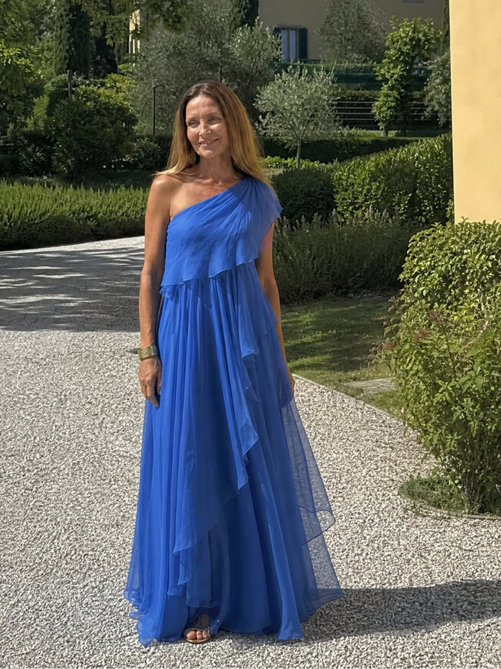 Thessvaine | Women's One Shoulder Ruffle Maxi Dress - Image 11