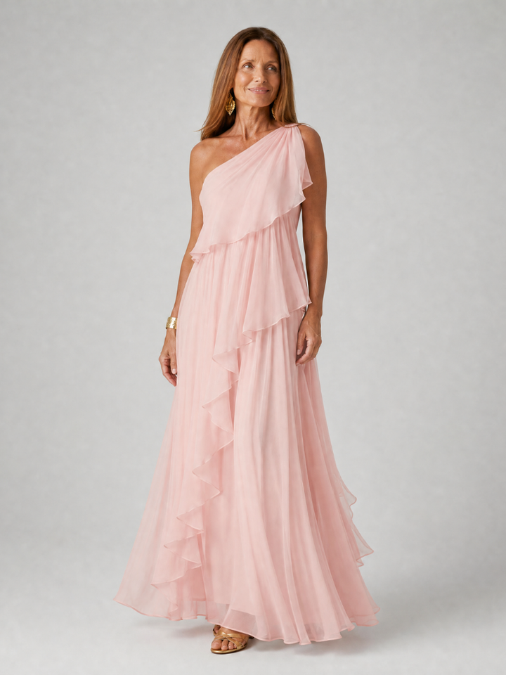 Thessvaine | Women's One Shoulder Ruffle Maxi Dress - Image 2