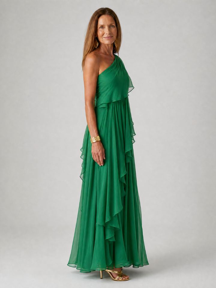 Thessvaine | Women's One Shoulder Ruffle Maxi Dress - Image 5