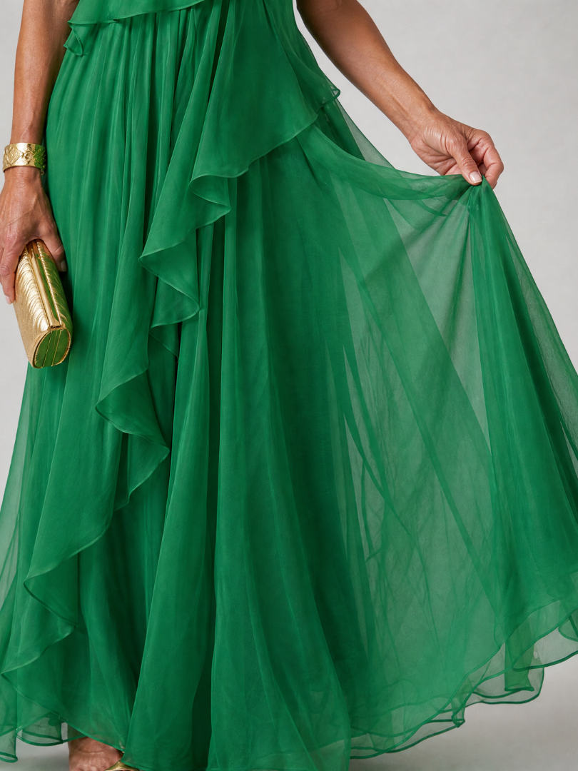 Thessvaine | Women's One Shoulder Ruffle Maxi Dress - Image 7