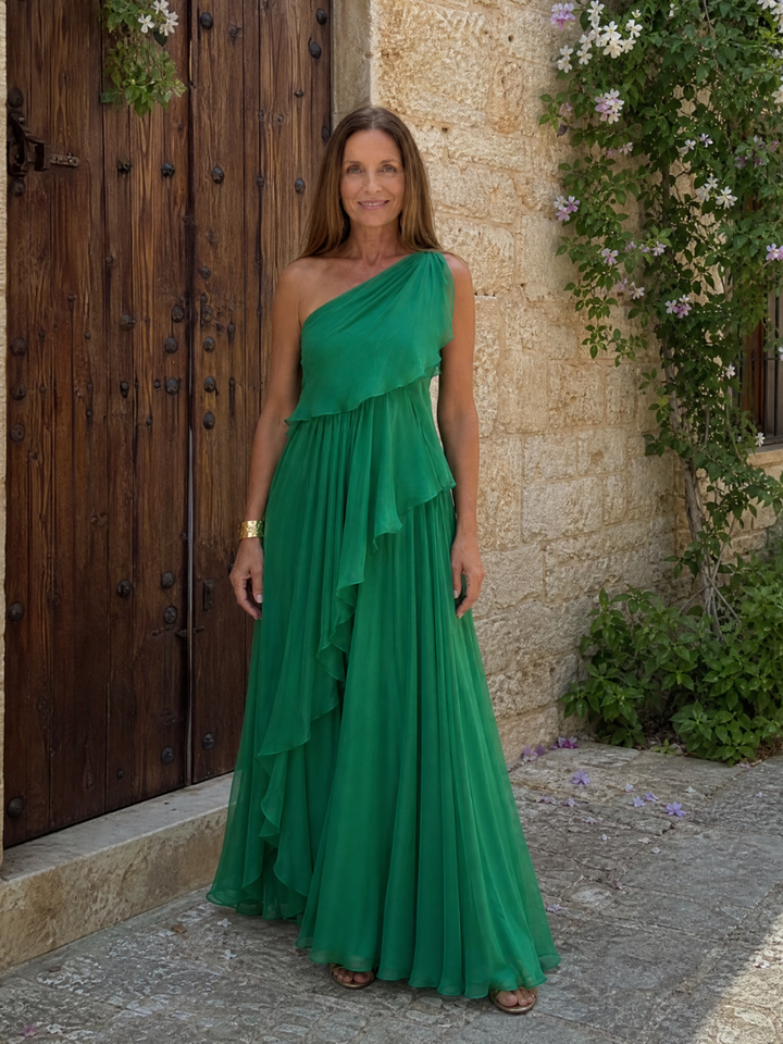 Thessvaine | Women's One Shoulder Ruffle Maxi Dress - Image 8
