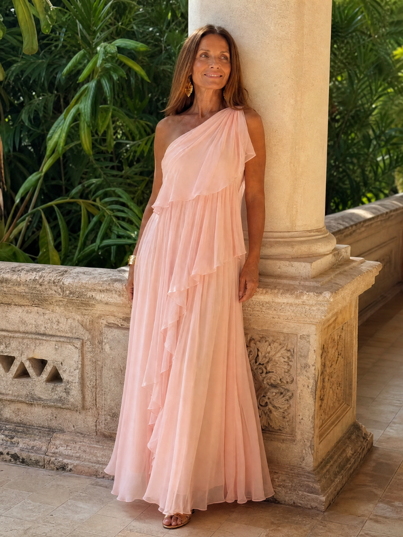 Thessvaine | Women's One Shoulder Ruffle Maxi Dress - Image 9