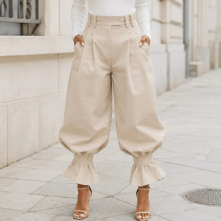 Thessvale | Women's High Waist Pleated Lantern Pants - Khaki - Image 10