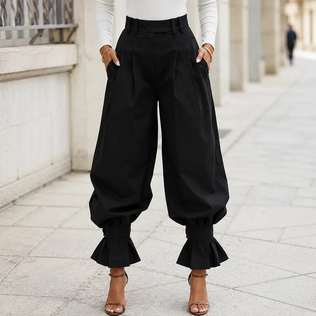 Thessvale | Women's High Waist Pleated Lantern Pants - Khaki - Image 11