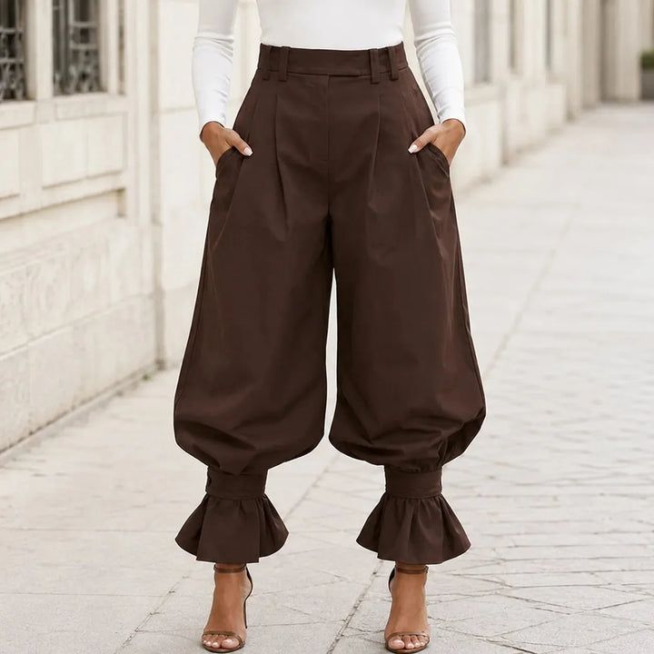 Thessvale | Women's High Waist Pleated Lantern Pants - Khaki - Image 13