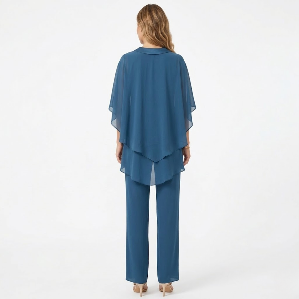 Thessvorne | Women's Two Piece Set Cape Top Pants - Image 2