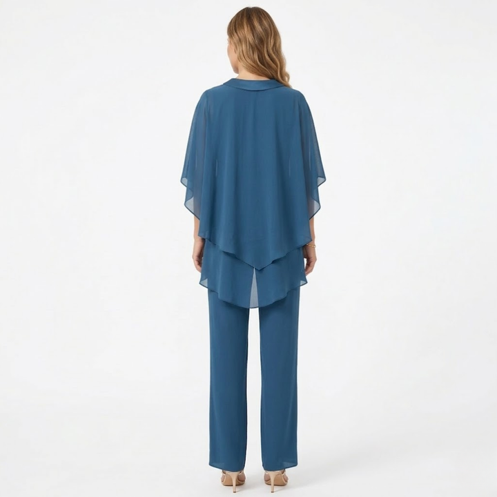 Thessvorne | Women's Two Piece Set Cape Top Pants - Image 2