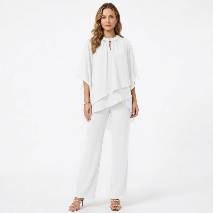 Thessvorne | Women's Two Piece Set Cape Top Pants - Image 5