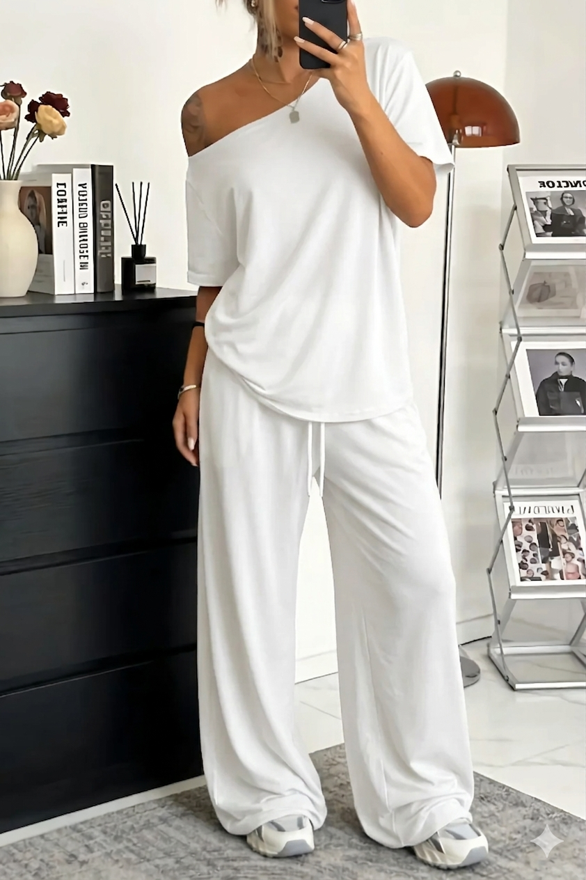 Thesswin | Women's Off Shoulder Two Piece Lounge Set - Image 5