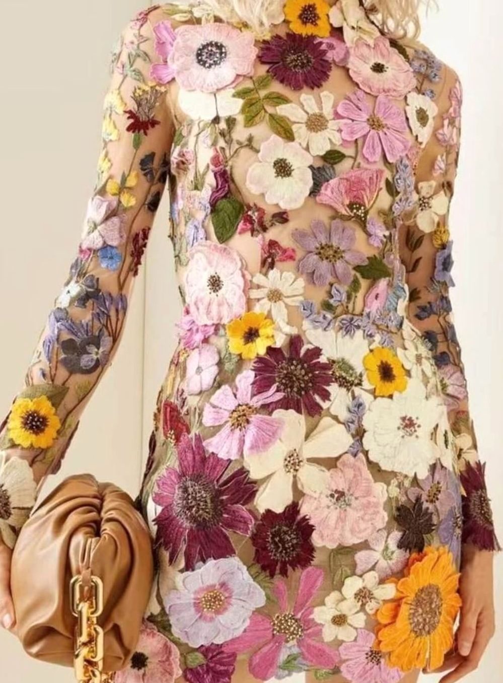 Thesswyn | Women's 3D Embroidered Mini Dress - Image 1