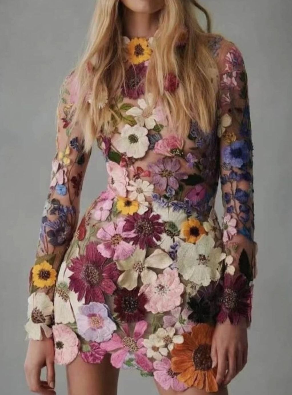 Thesswyn | Women's 3D Embroidered Mini Dress - Image 4