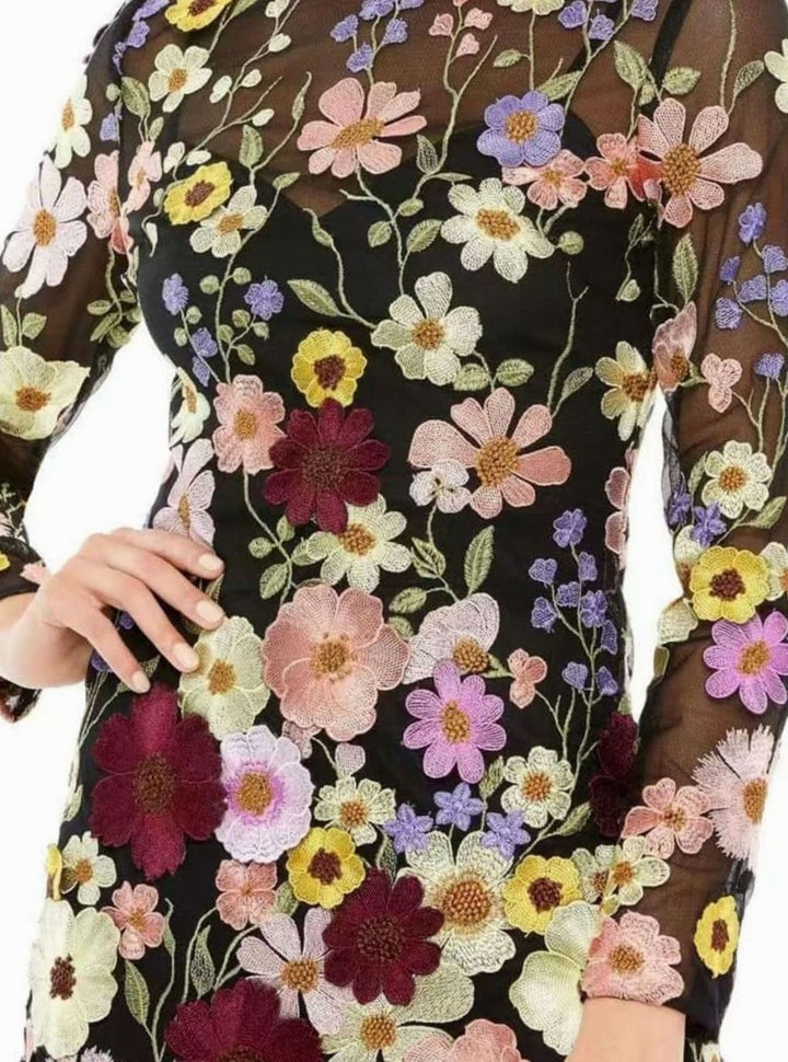 Thesswyn | Women's 3D Embroidered Mini Dress - Image 6