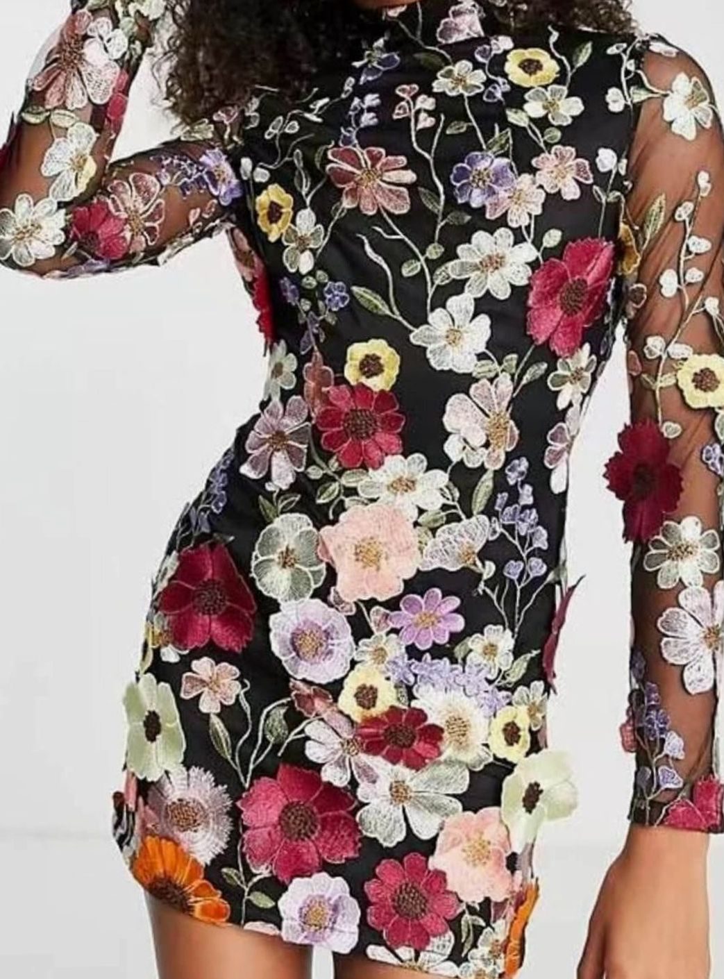 Thesswyn | Women's 3D Embroidered Mini Dress - Image 7