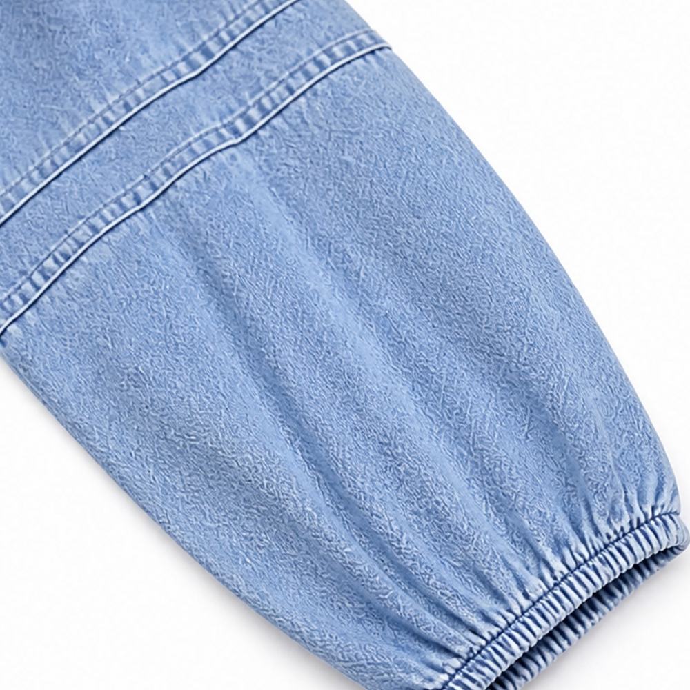 Threnody | Women's Denim Babydoll Midi Dress - Light Blue - Image 10
