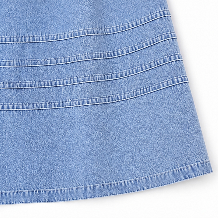 Threnody | Women's Denim Babydoll Midi Dress - Light Blue - Image 8
