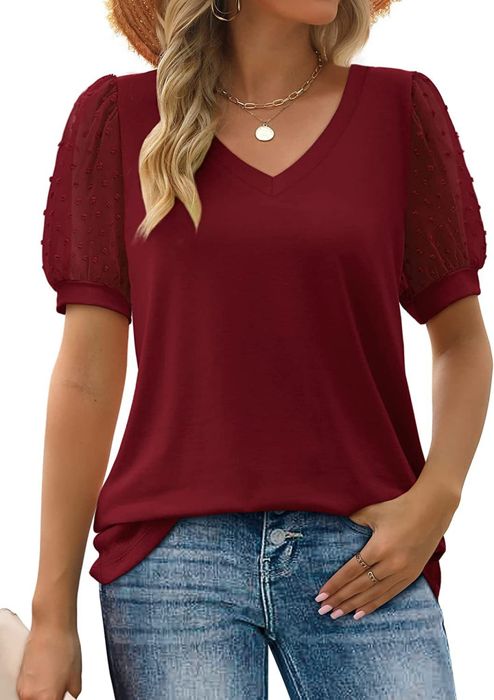 Threnova | Women's Boho Blouse Sheer Puff Sleeve - White - Image 8