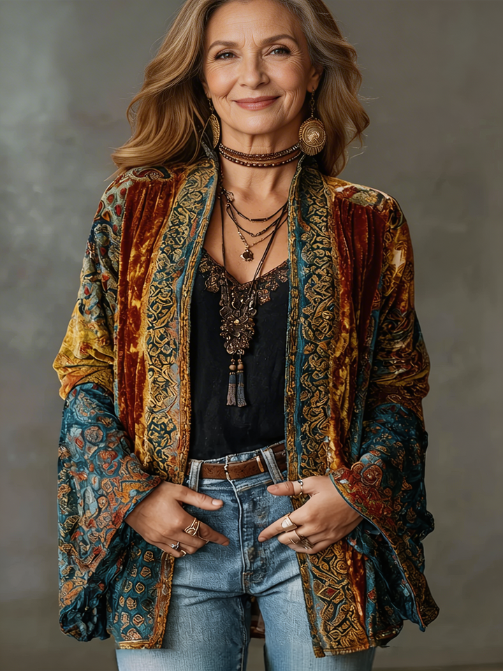Threnova | Women's Boho Print Kimono Jacket Cardigan - Image 1