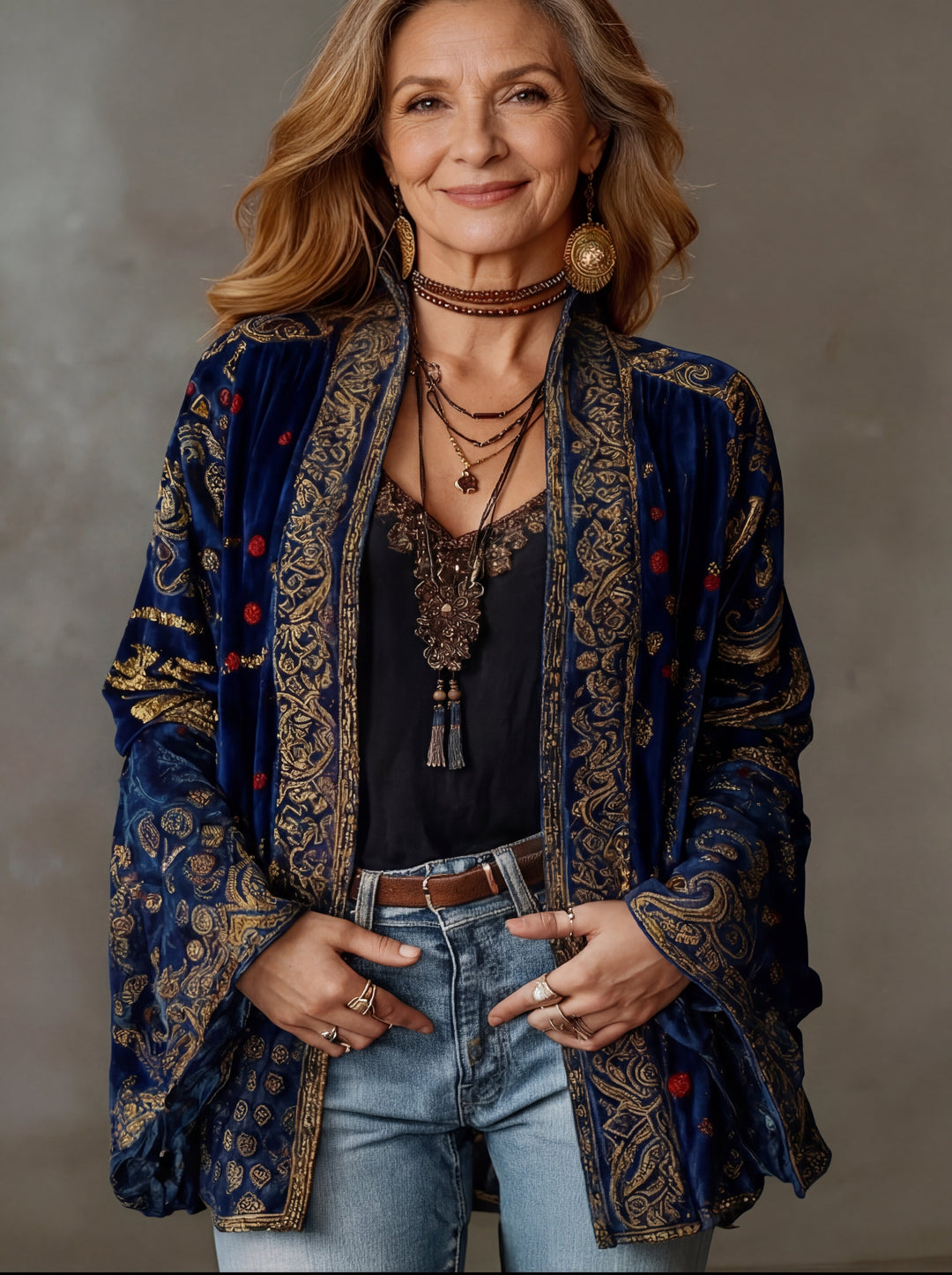 Threnova | Women's Boho Print Kimono Jacket Cardigan - Image 2