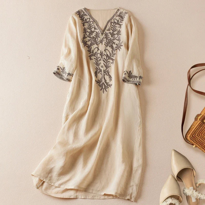 Threnwyn | Women's Embroidered Midi Dress - Image 1