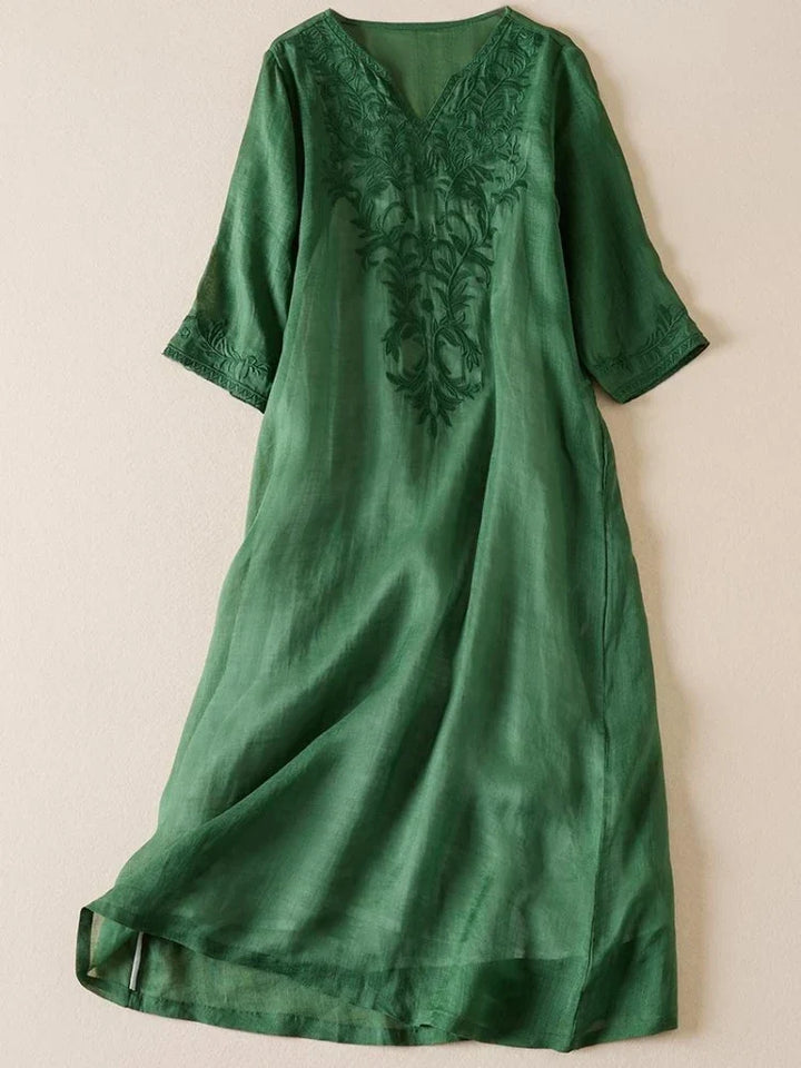 Threnwyn | Women's Embroidered Midi Dress - Image 13