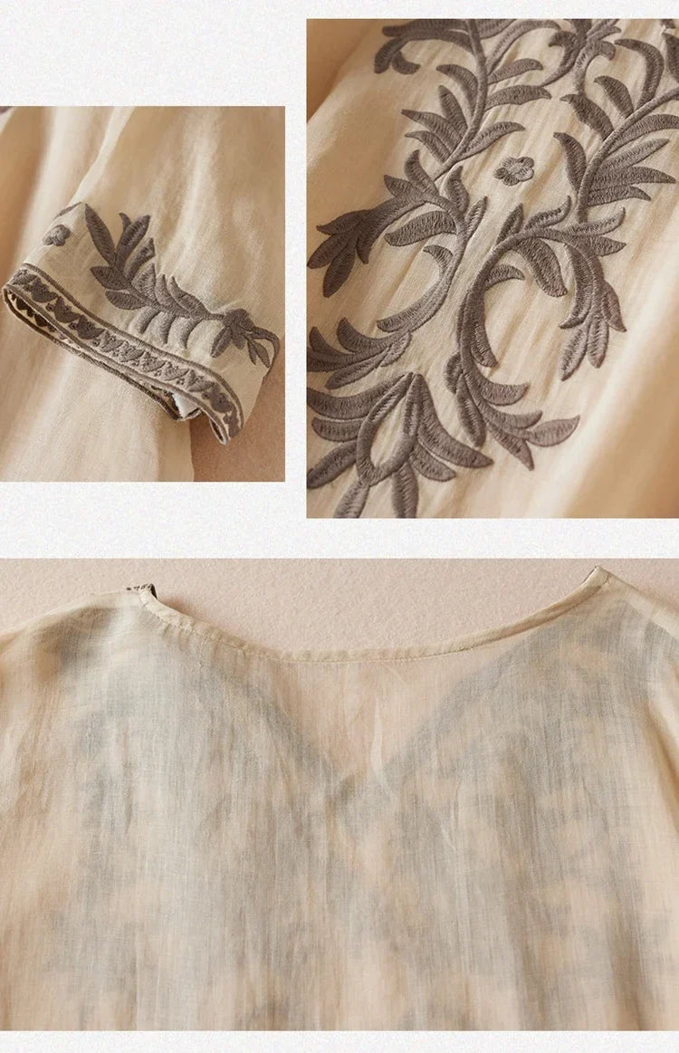 Threnwyn | Women's Embroidered Midi Dress - Image 17