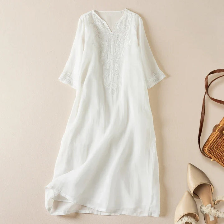 Threnwyn | Women's Embroidered Midi Dress - Image 2