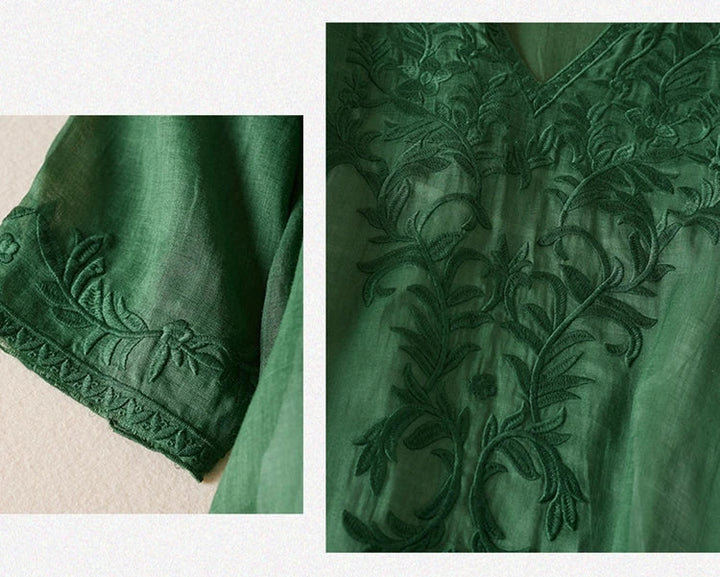 Threnwyn | Women's Embroidered Midi Dress - Image 21