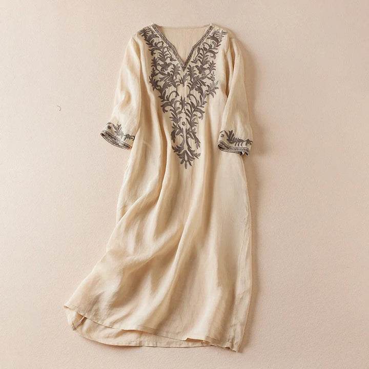 Threnwyn | Women's Embroidered Midi Dress - Image 5